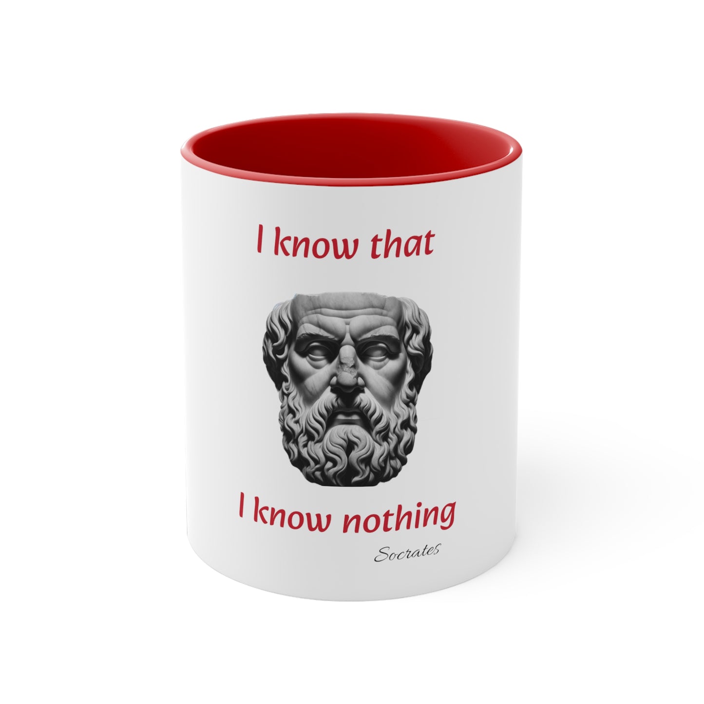 I Know That I Know Nothing (Socrates) Accent Coffee Mug, 11oz