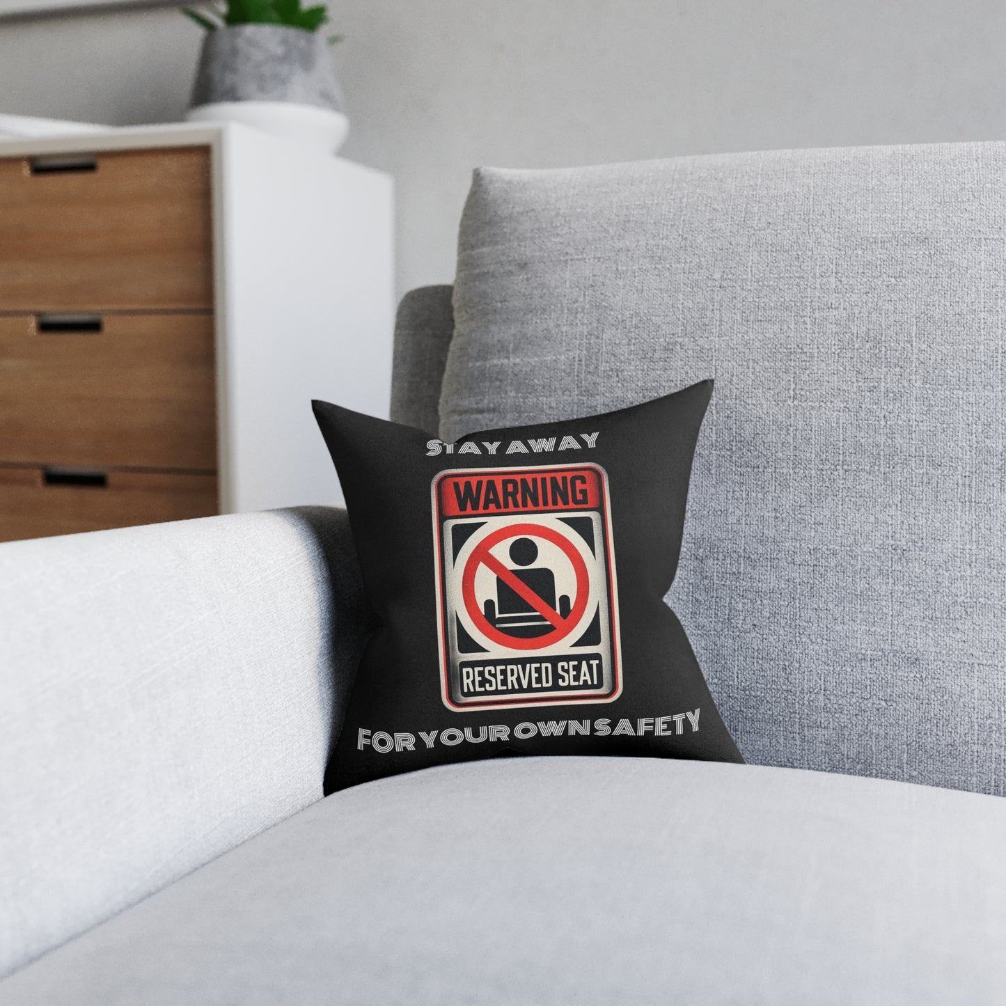 Warning Reserved Seat (Black) - Square Pillow