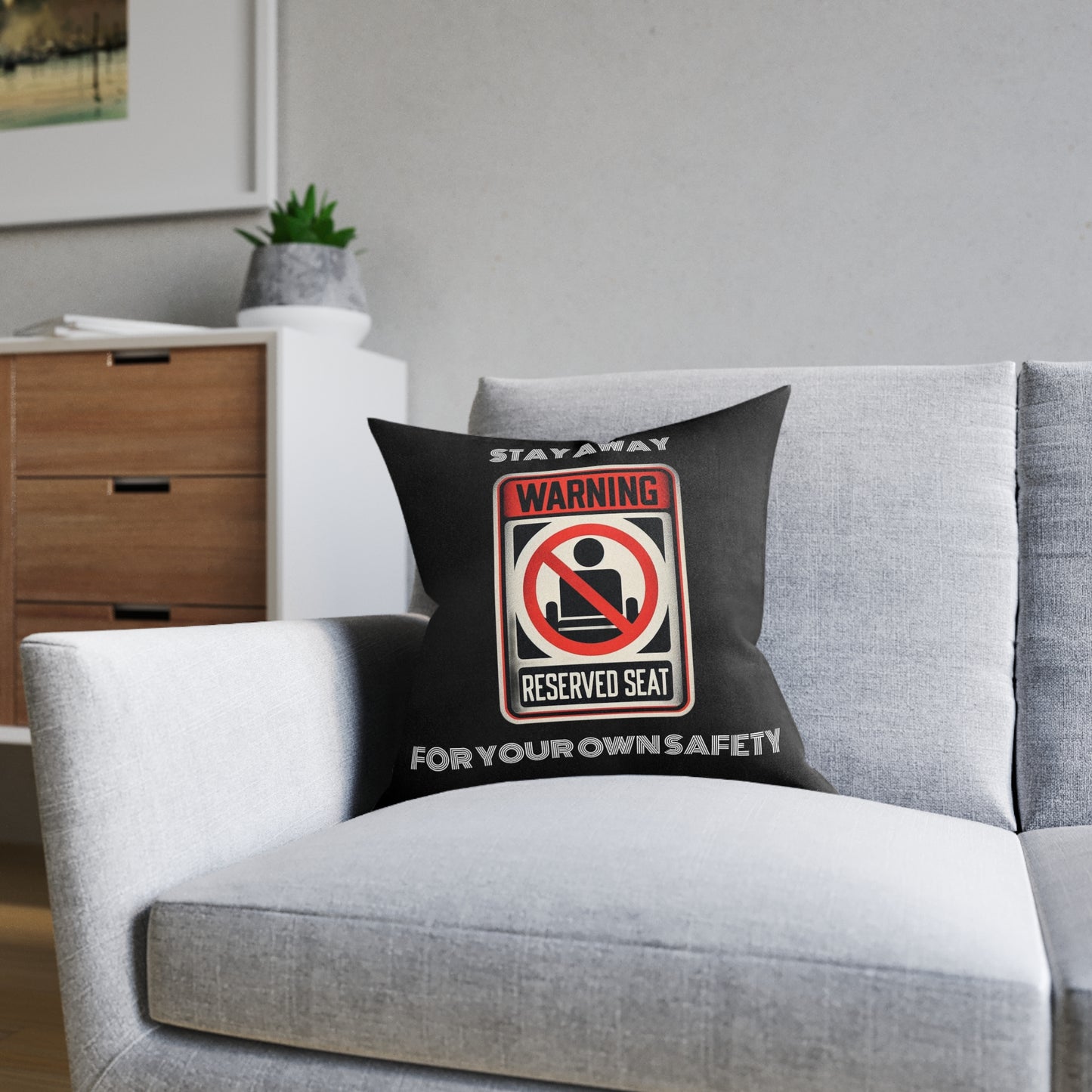 Warning Reserved Seat (Black) - Square Pillow