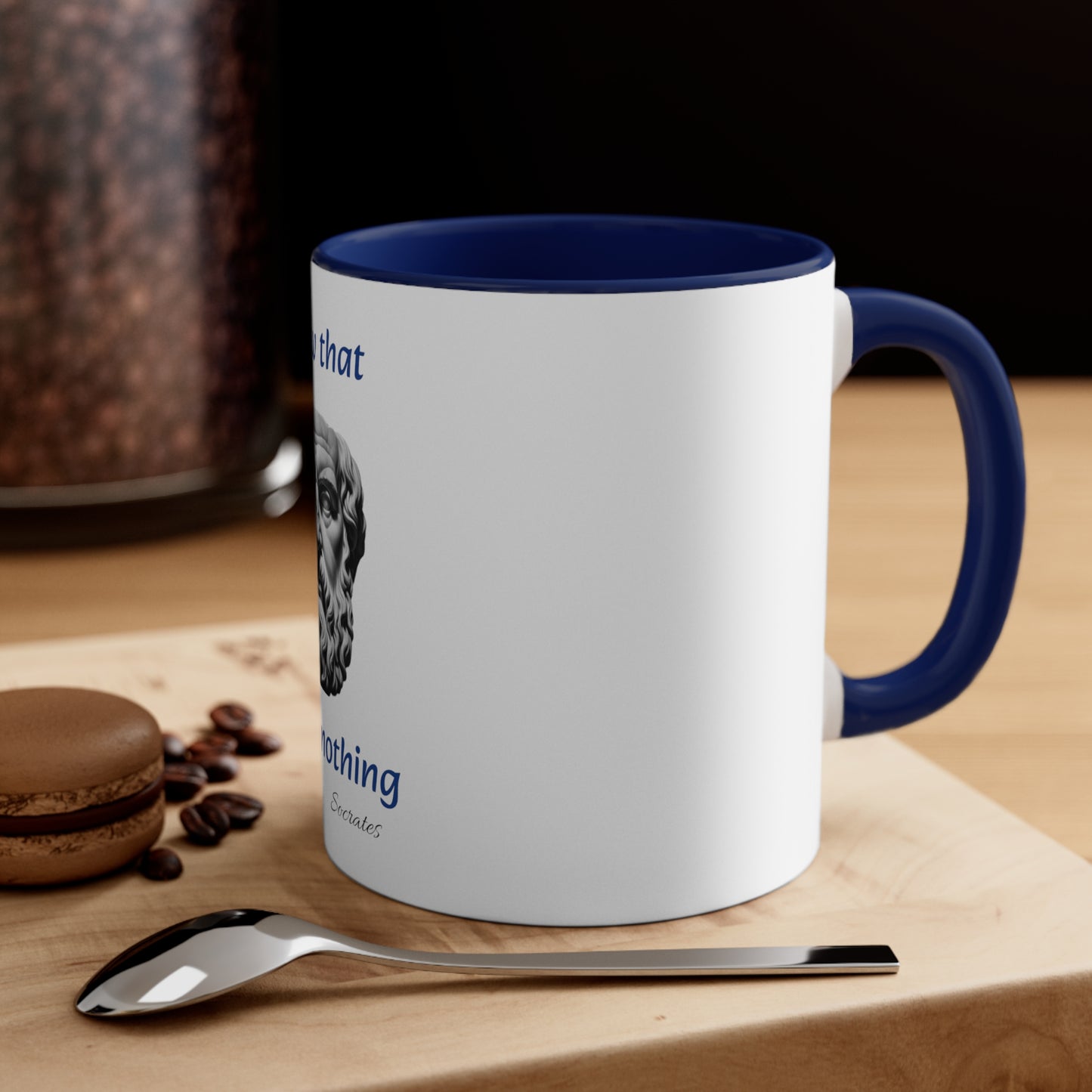 I Know That I Know Nothing (Socrates) Accent Coffee Mug, 11oz