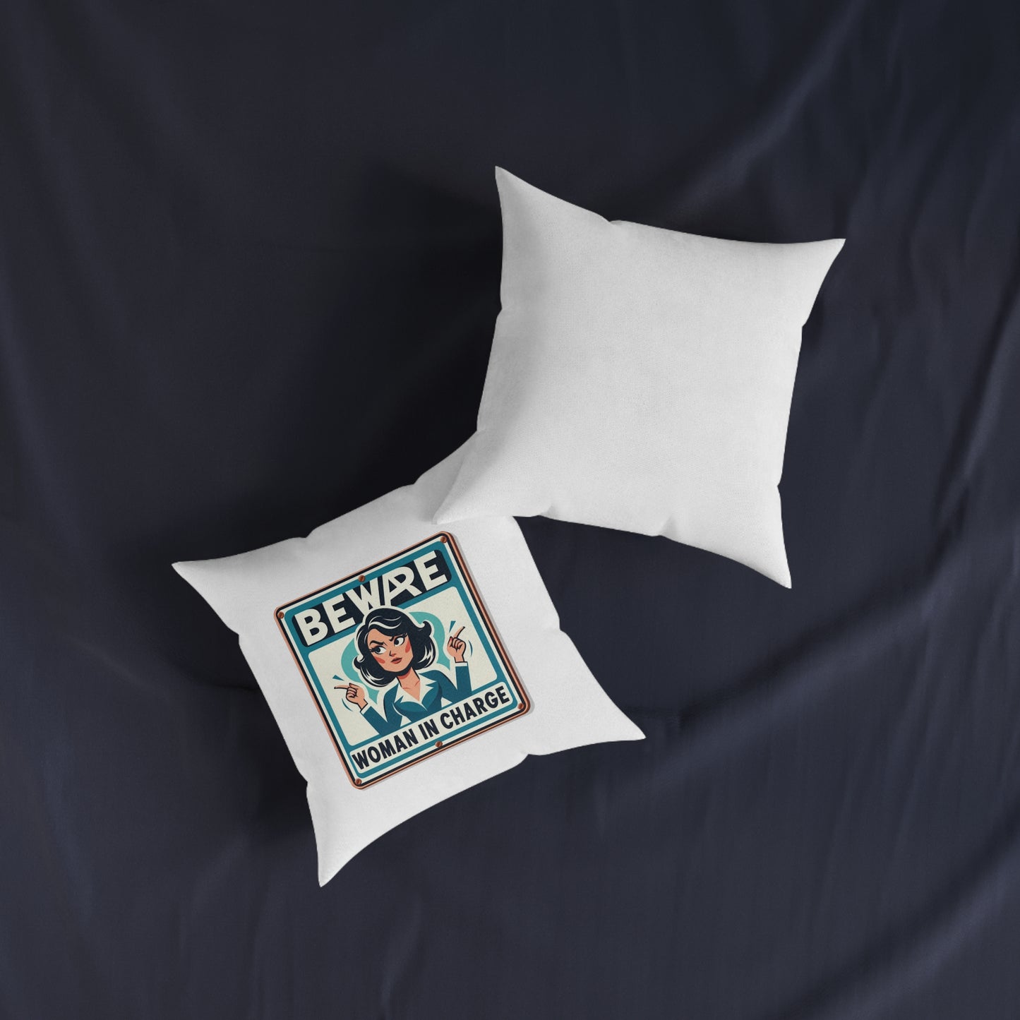Beware Woman In Charge (Retro 70s) - Square Pillow