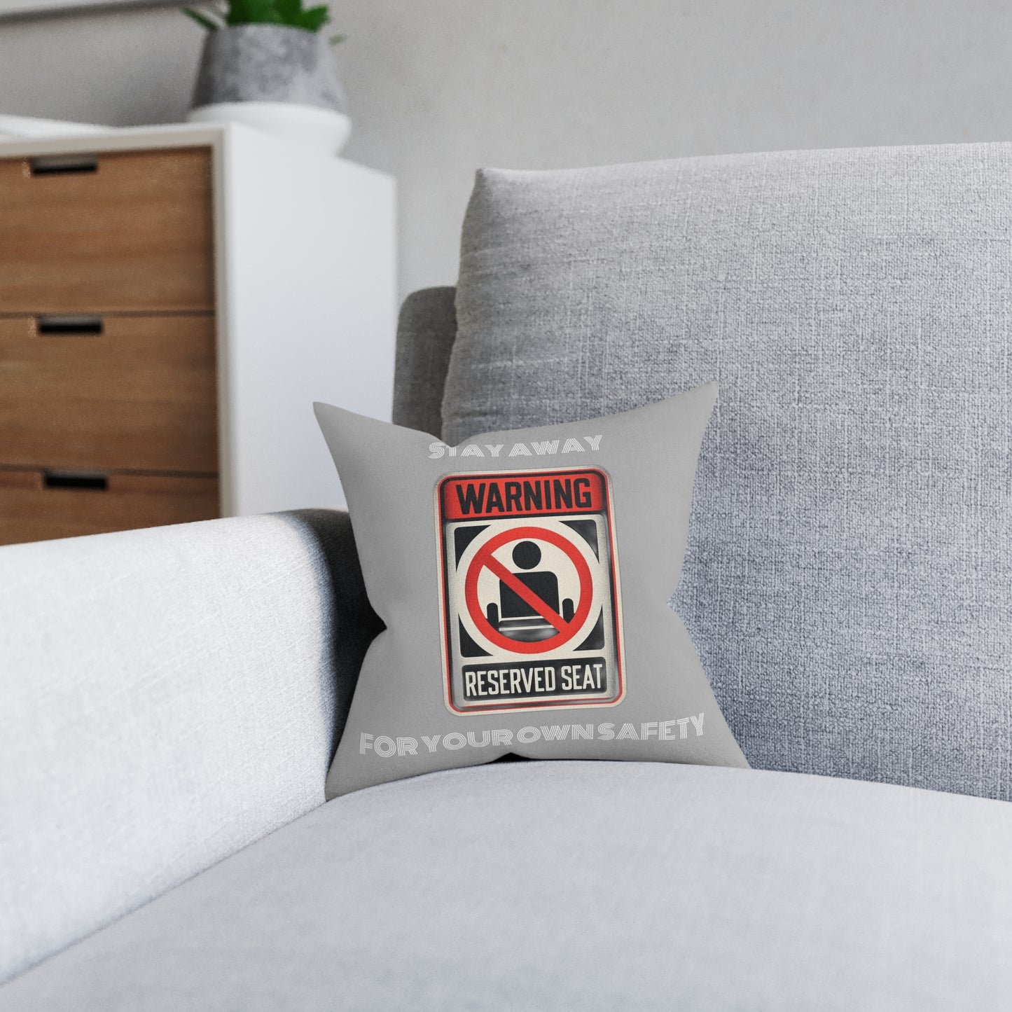 Warning Reserved Seat (Gray) - Square Pillow