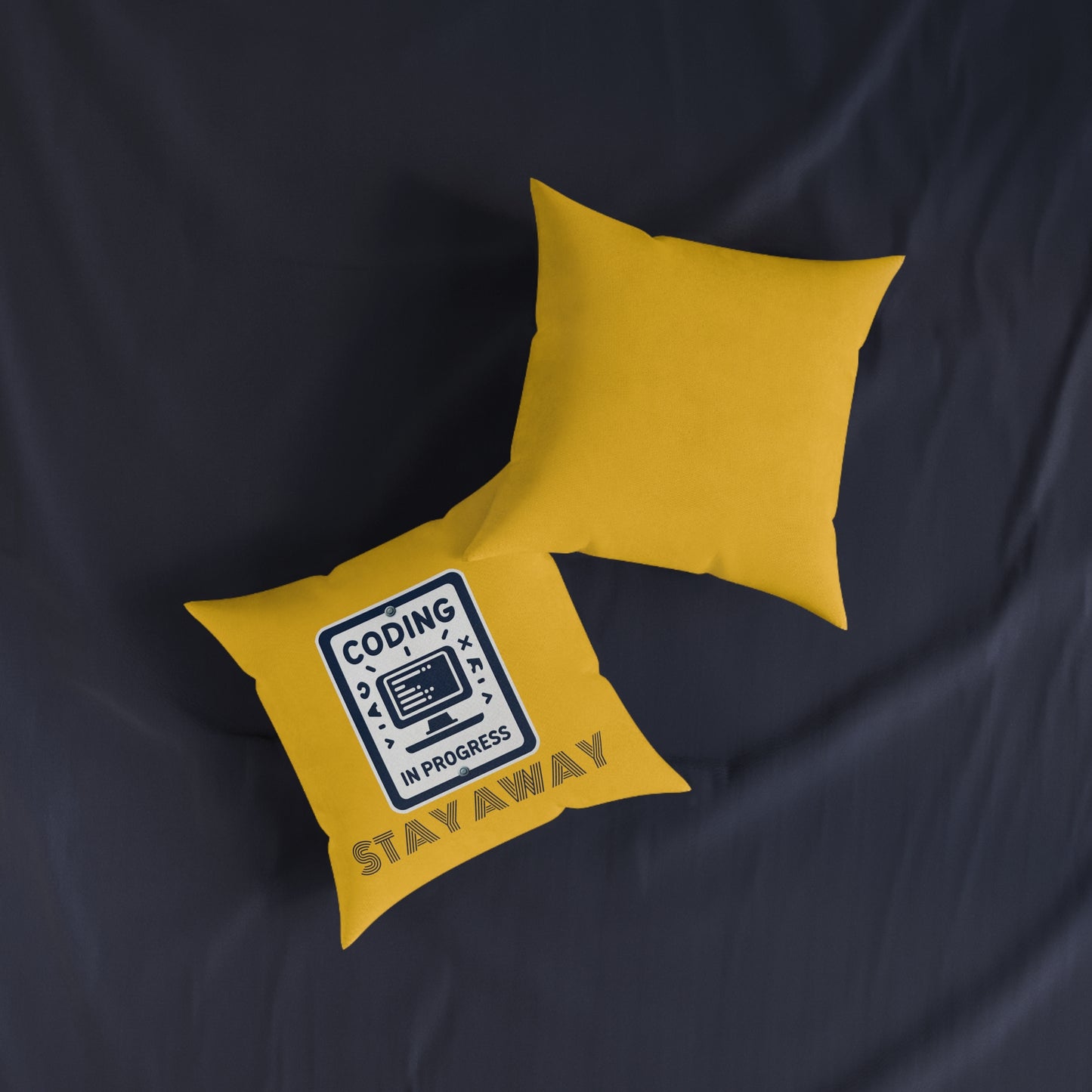 Coding In Progress Stay Away (Yellow) - Square Pillow