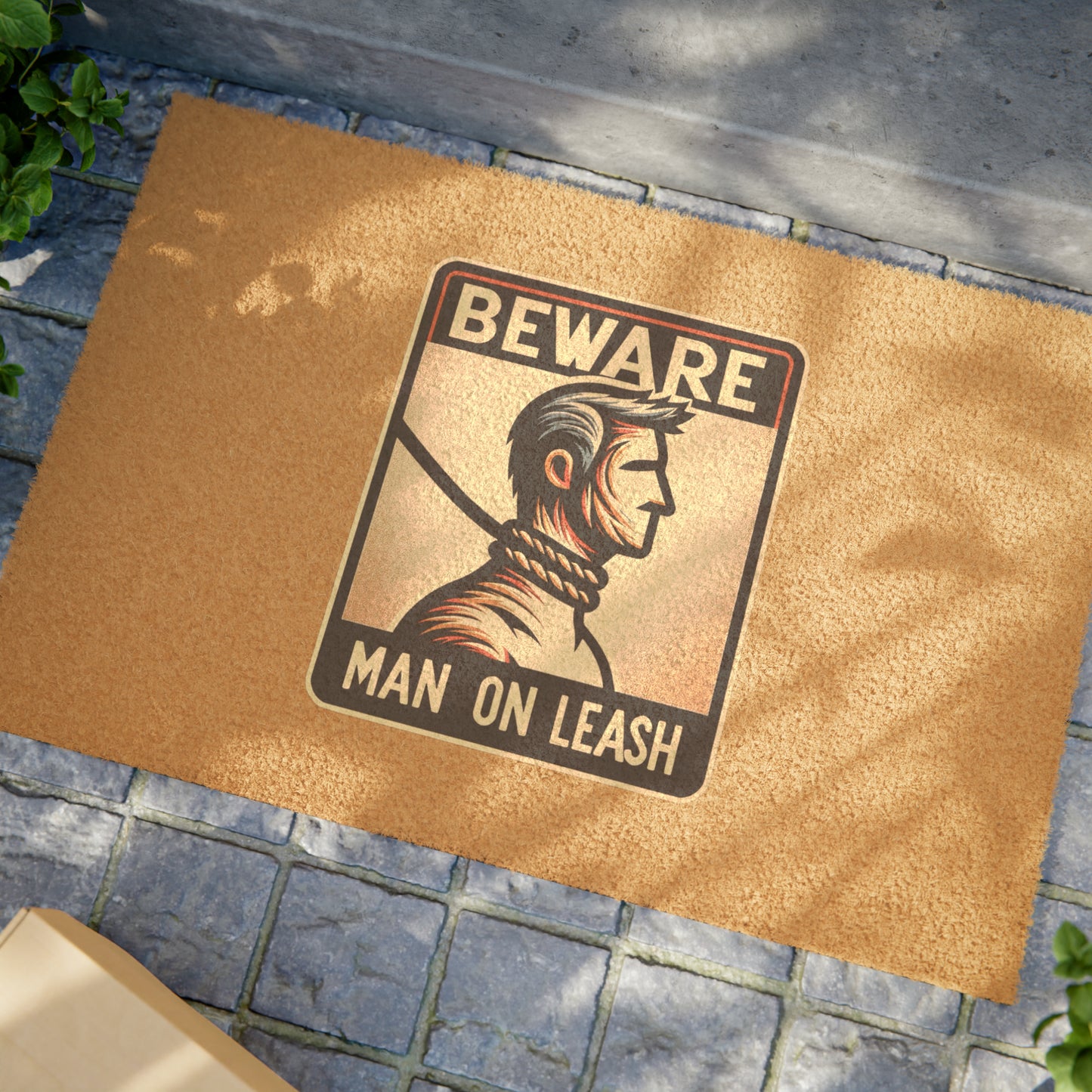 Beware Man On Leash - Doormat