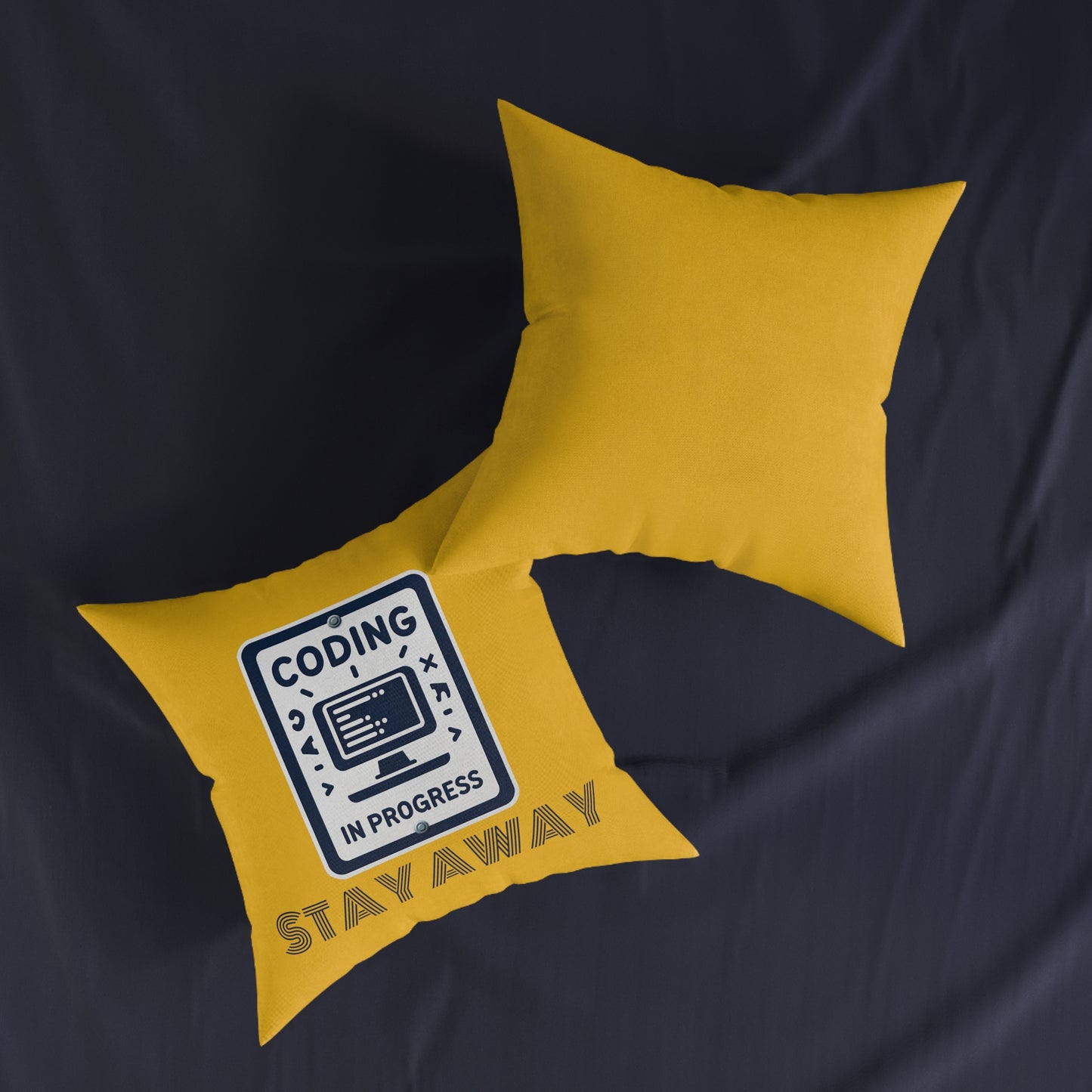 Coding In Progress Stay Away (Yellow) - Square Pillow