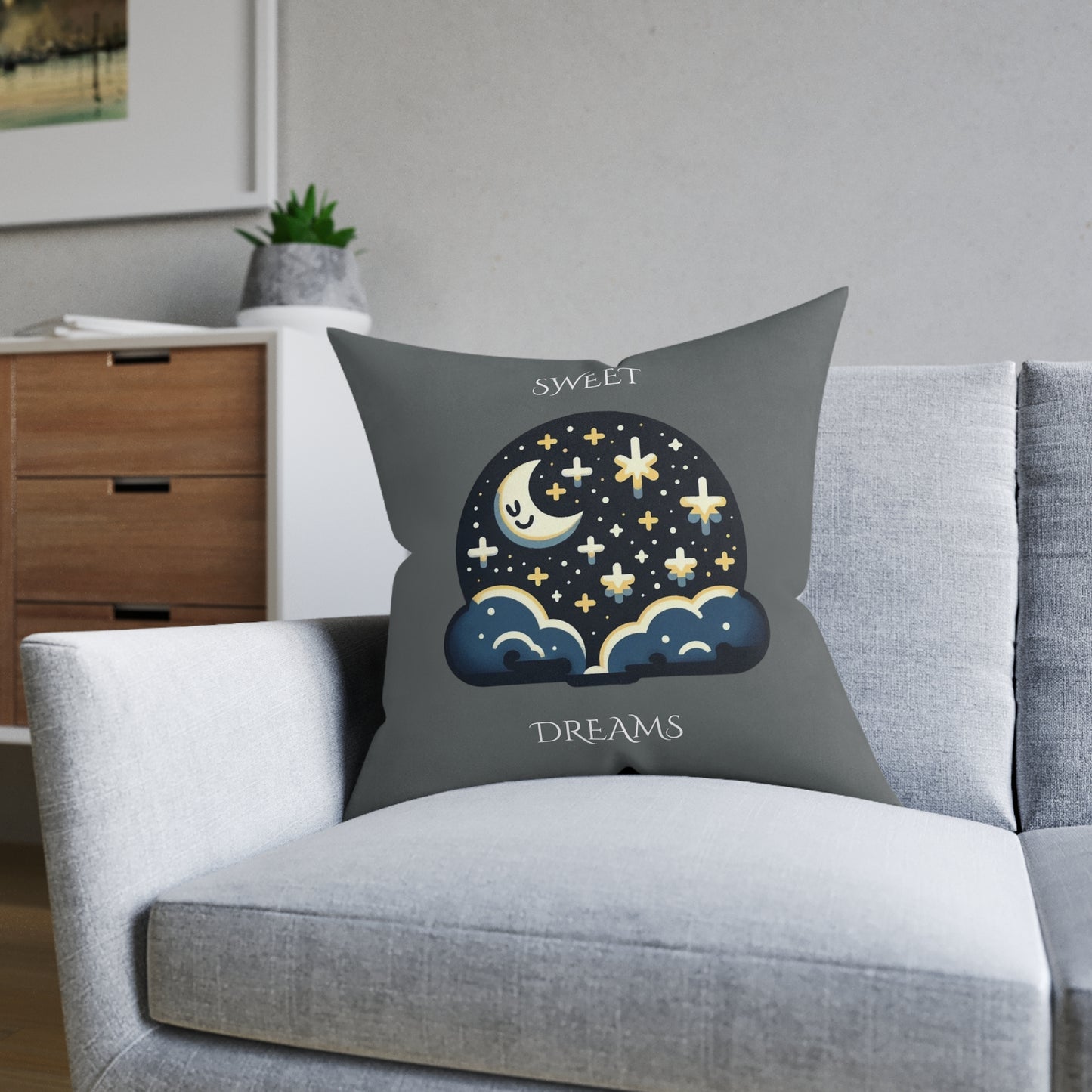 Sweet Dreams (Dark Gray) - Square Pillow