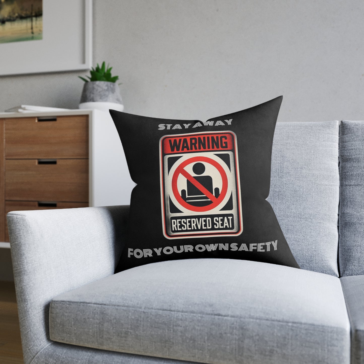 Warning Reserved Seat (Black) - Square Pillow