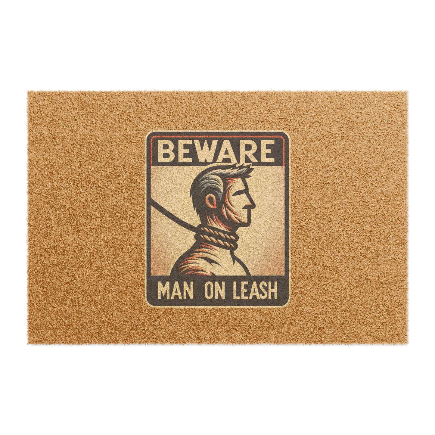 Beware Man On Leash - Doormat