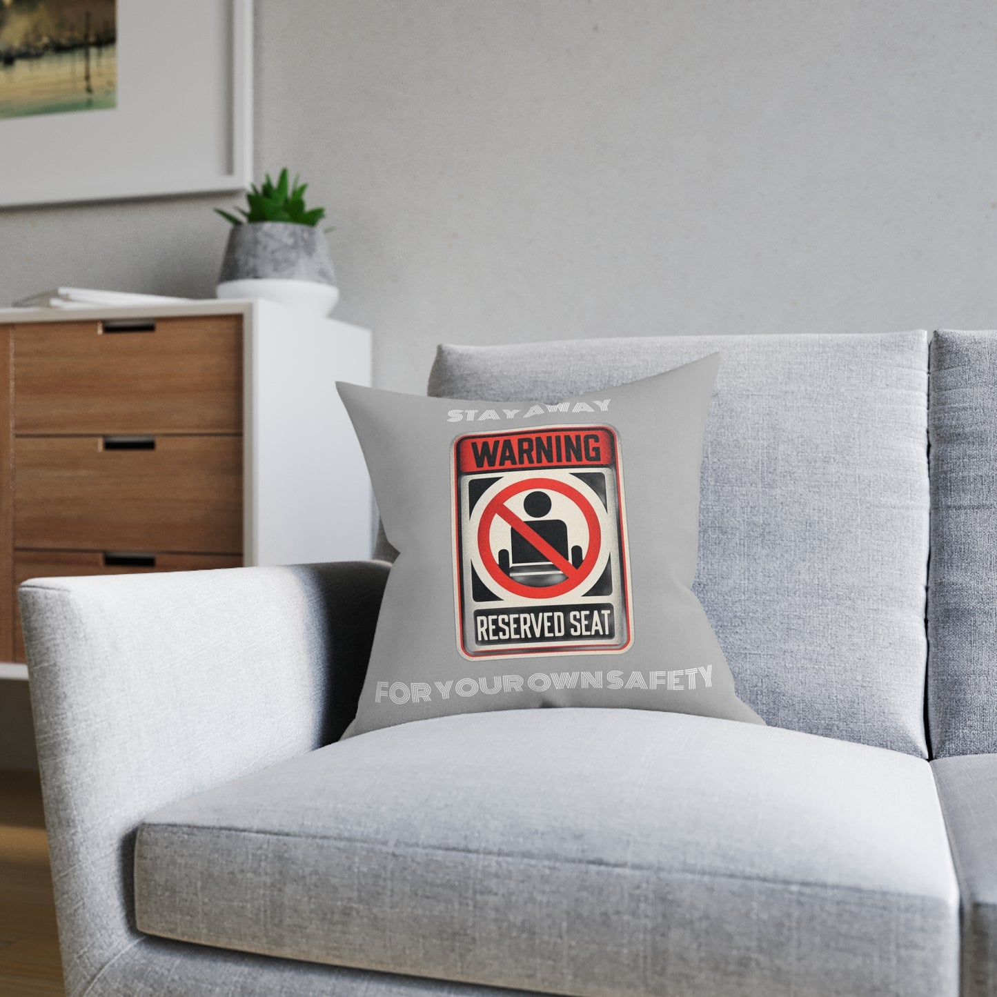 Warning Reserved Seat (Gray) - Square Pillow