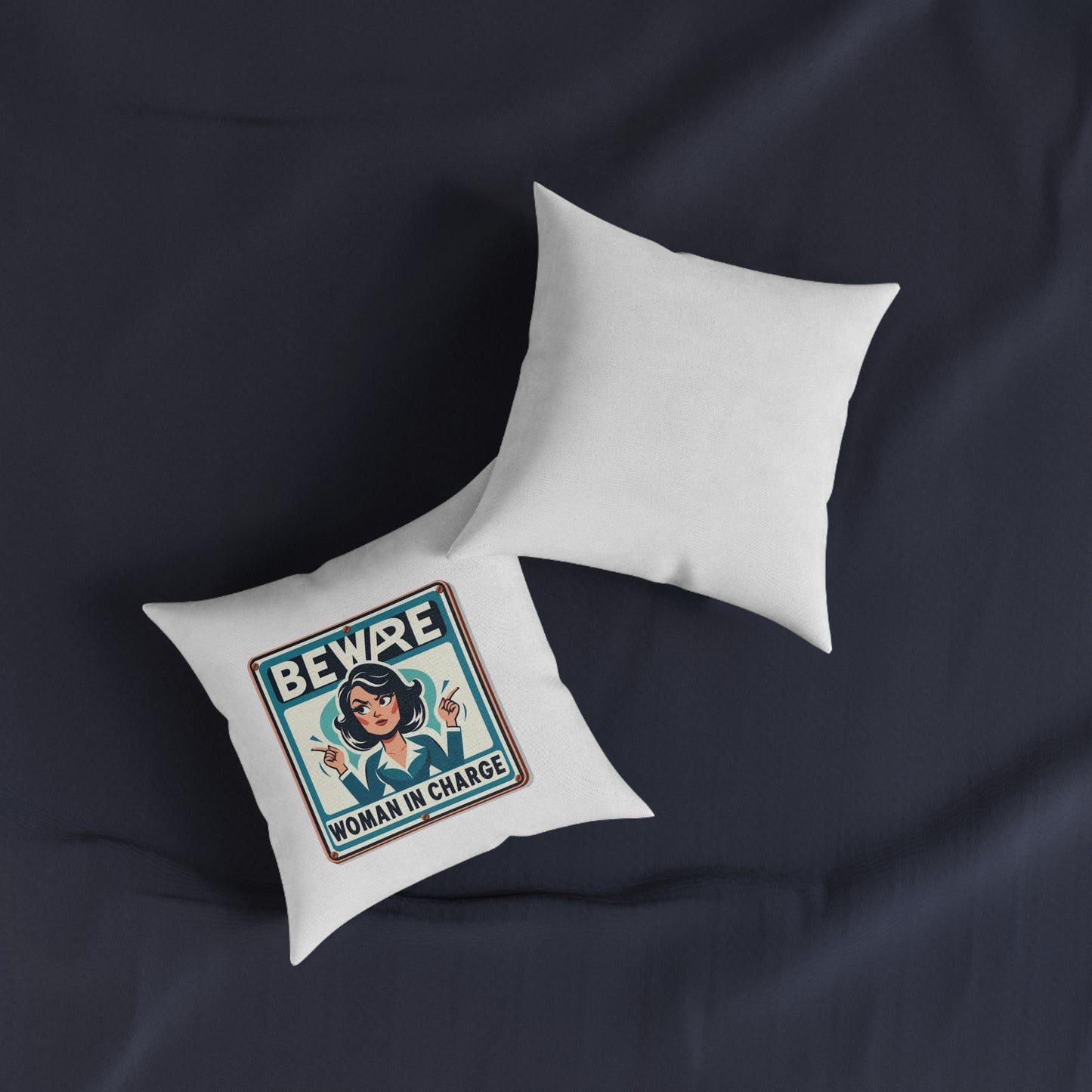 Beware Woman In Charge (Retro 70s) - Square Pillow