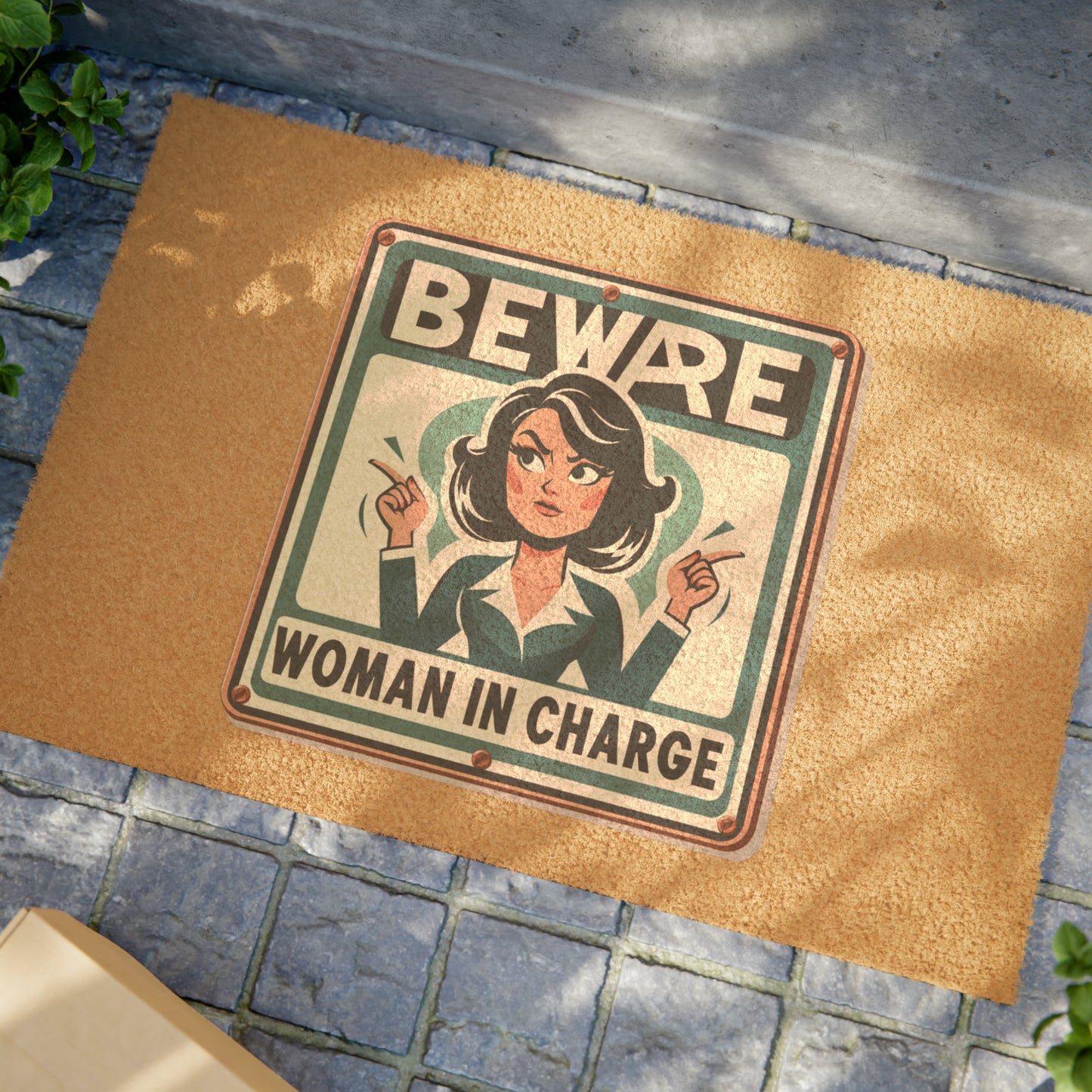 Beware Woman In Charge (Retro 70s) - Doormat