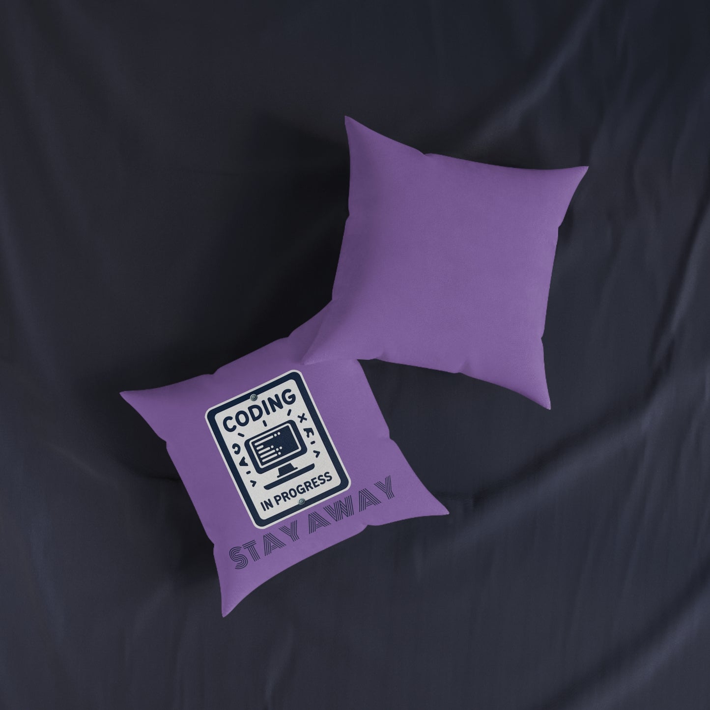 Coding In Progress Stay Away (Purple) - Square Pillow