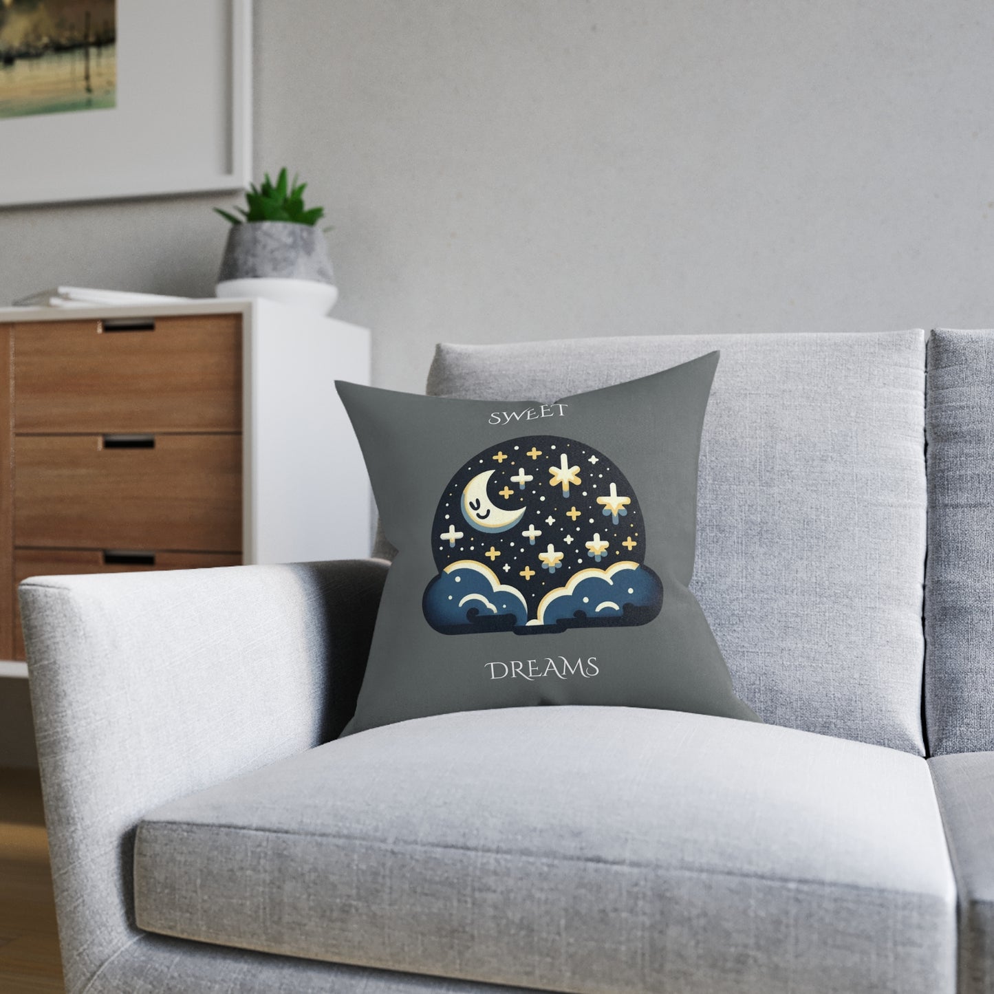 Sweet Dreams (Dark Gray) - Square Pillow