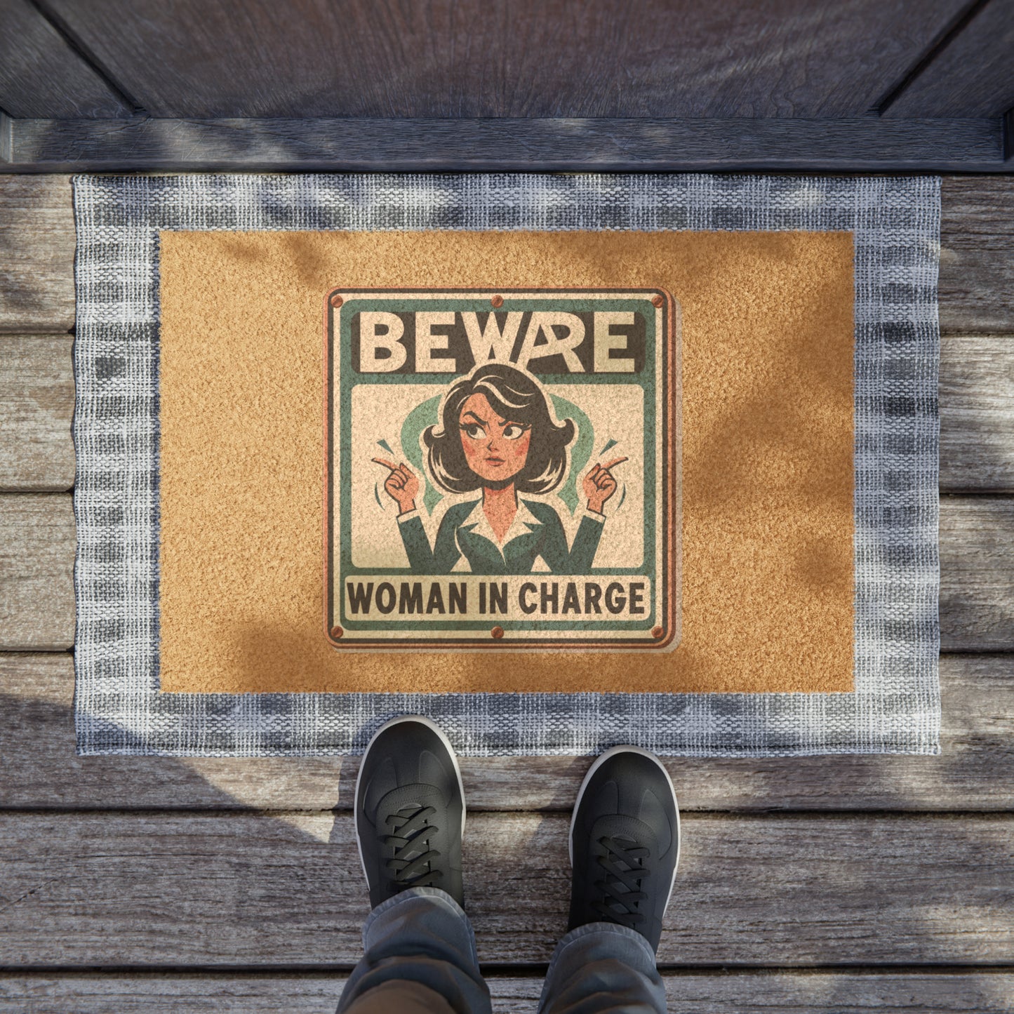 Beware Woman In Charge (Retro 70s) - Doormat
