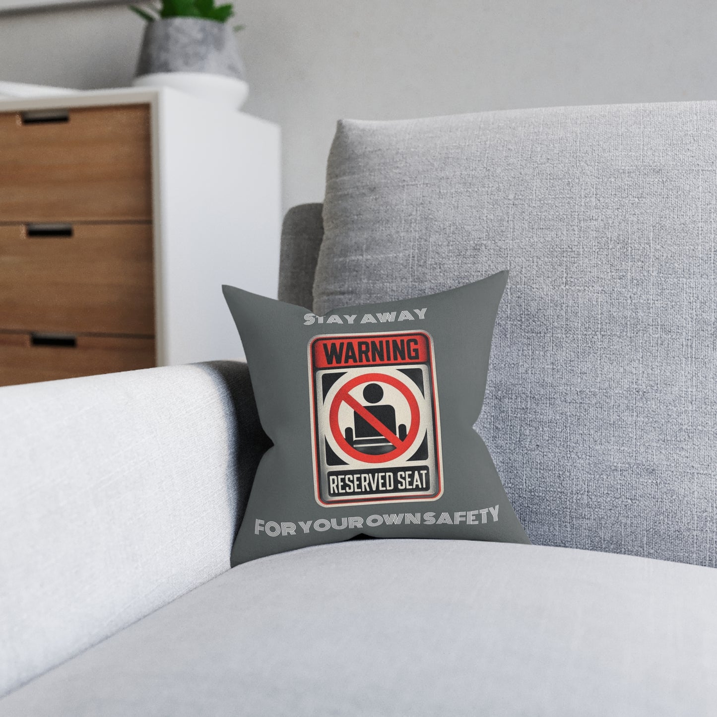 Warning Reserved Seat (Dark Gray) - Square Pillow