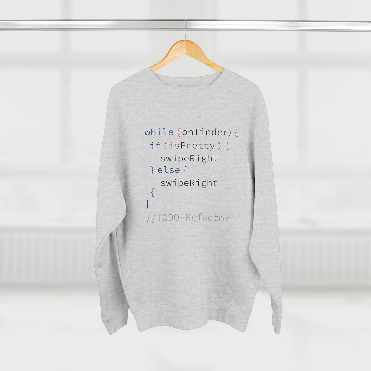 While OnTinder Loop (Programming Joke) - Unisex Crewneck Sweatshirt