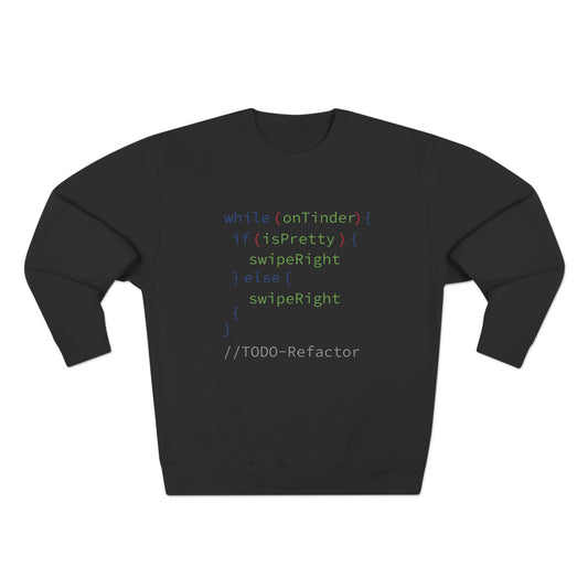 While OnTinder Loop (Programming Joke) - Unisex Crewneck Sweatshirt