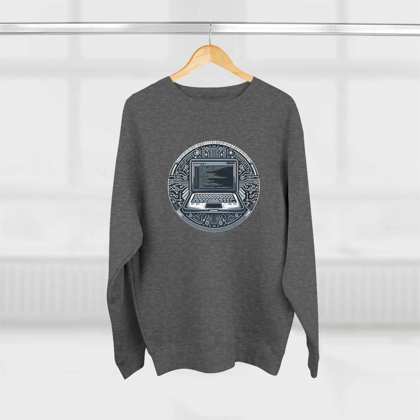 Coding Laptop Circle Emblem - Unisex Crewneck Sweatshirt