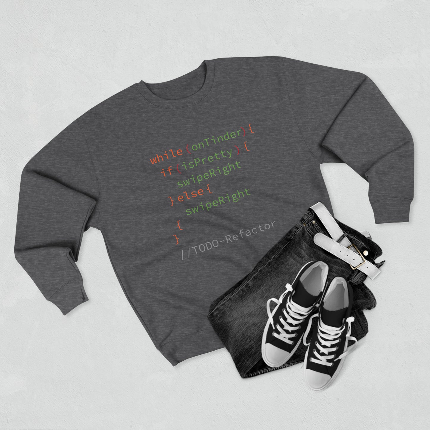 While OnTinder Loop (Programming Joke) - Unisex Crewneck Sweatshirt
