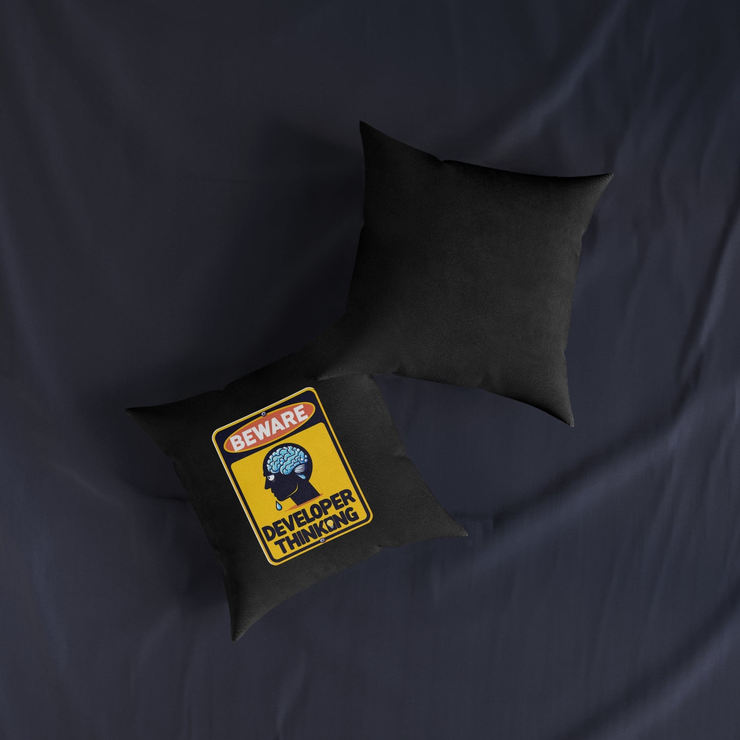 Beware Developer Thinking (Black) - Square Pillow