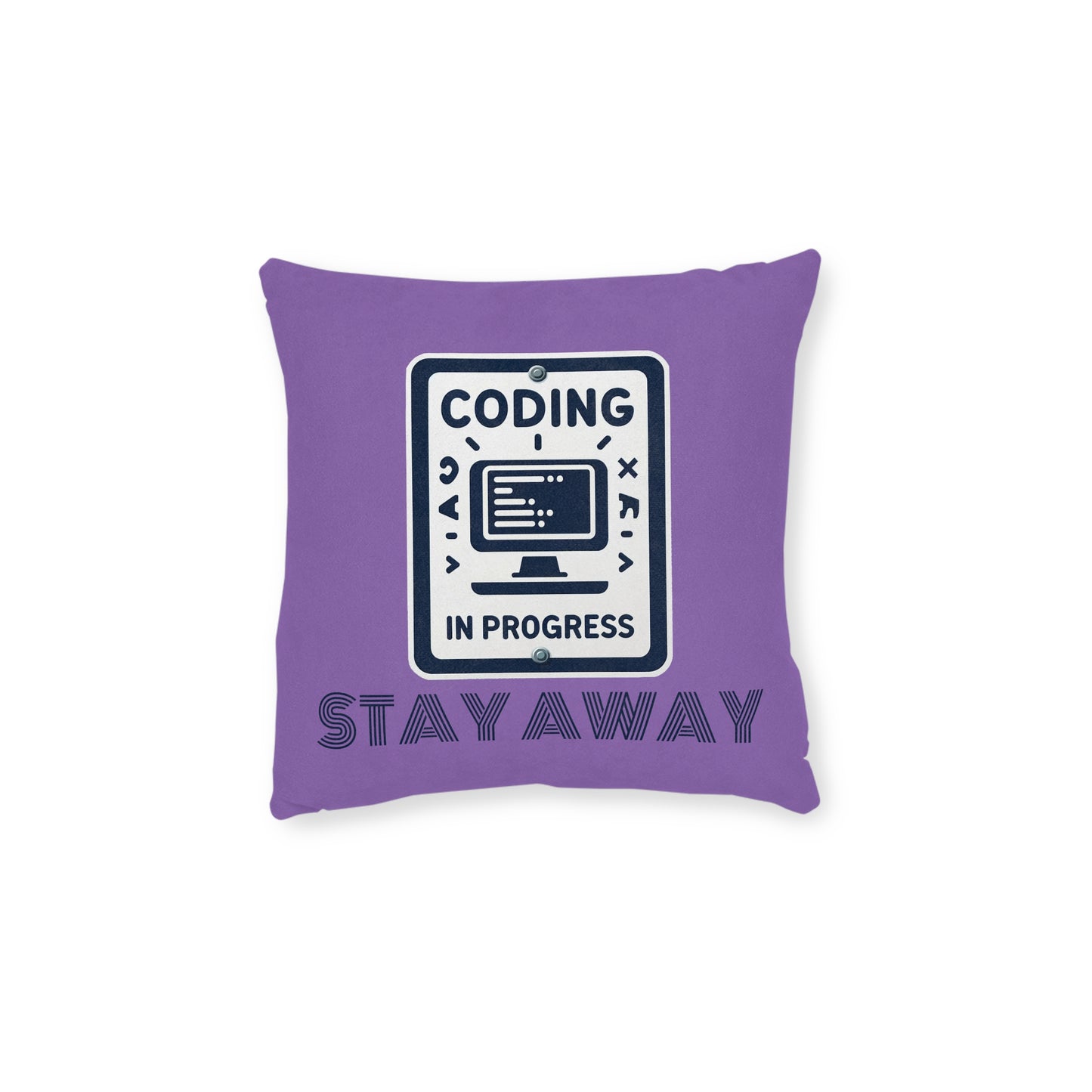 Coding In Progress Stay Away (Purple) - Square Pillow