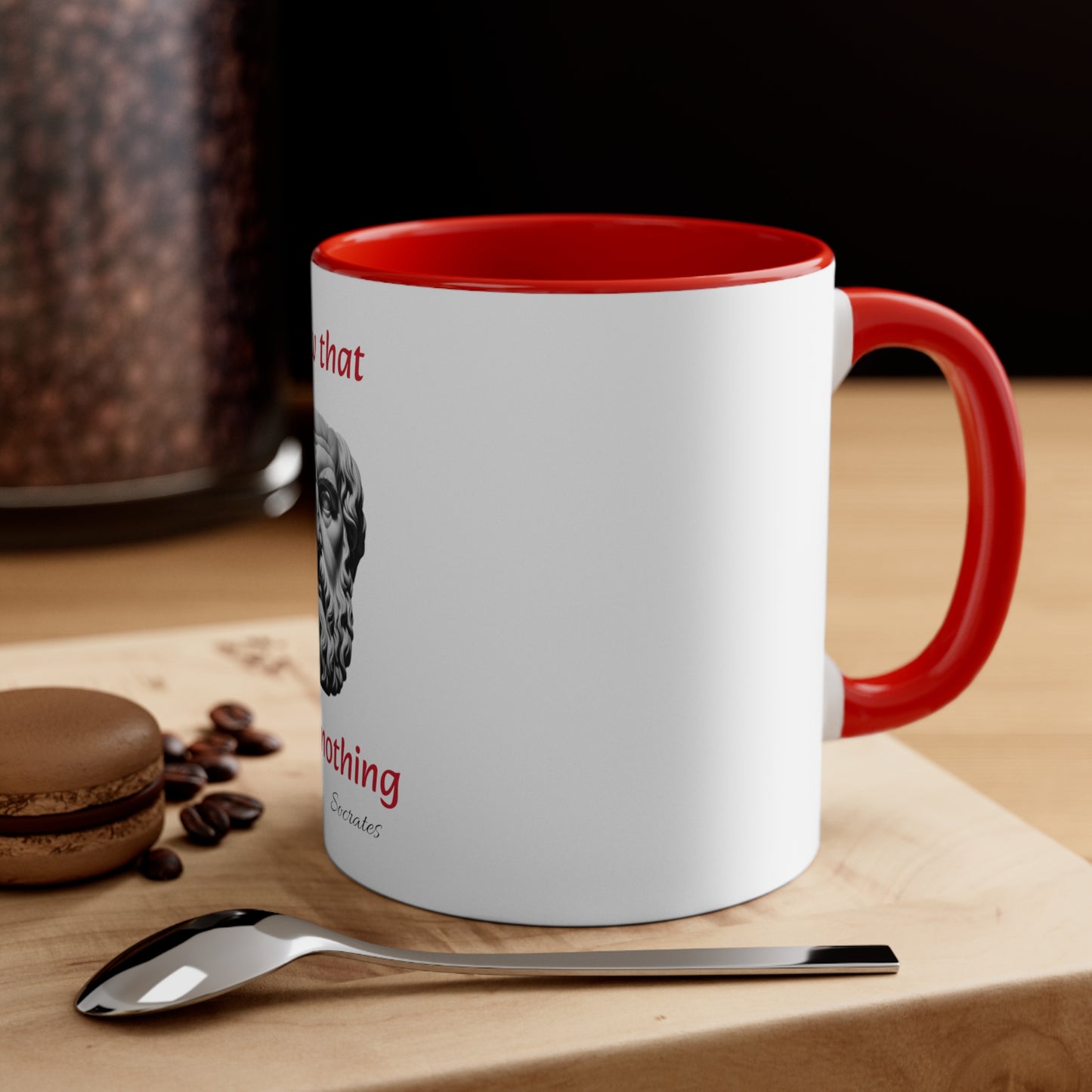 I Know That I Know Nothing (Socrates) Accent Coffee Mug, 11oz