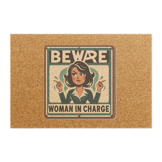 Beware Woman In Charge (Retro 70s) - Doormat