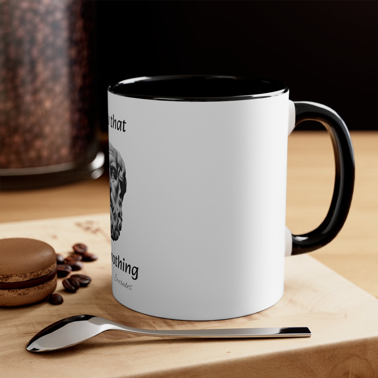 I Know That I Know Nothing (Socrates) Accent Coffee Mug, 11oz