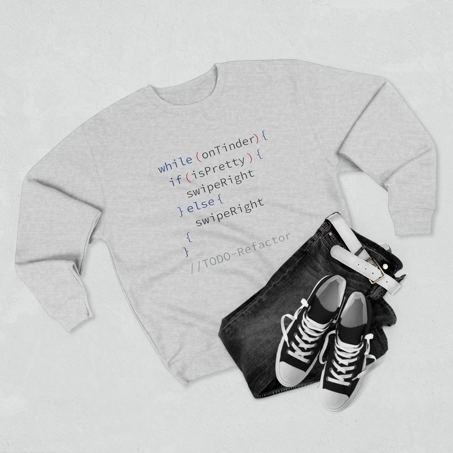 While OnTinder Loop (Programming Joke) - Unisex Crewneck Sweatshirt