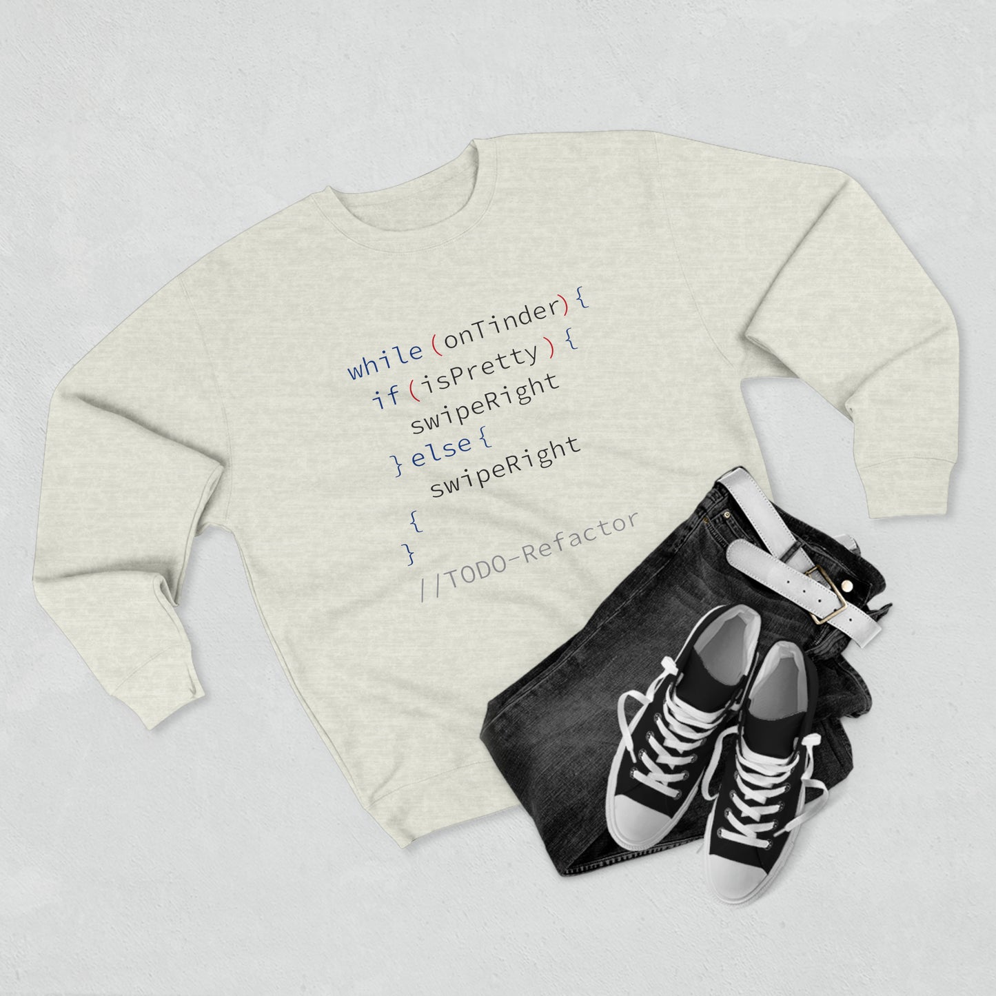 While OnTinder Loop (Programming Joke) - Unisex Crewneck Sweatshirt