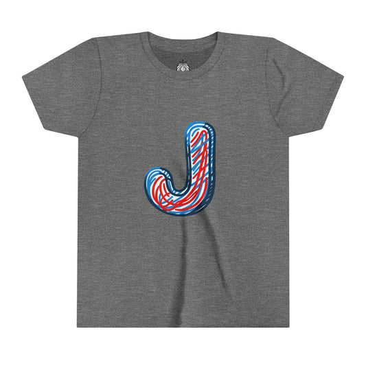 Scribbles (Letter J) T-Shirt - Youth Short Sleeve Tee