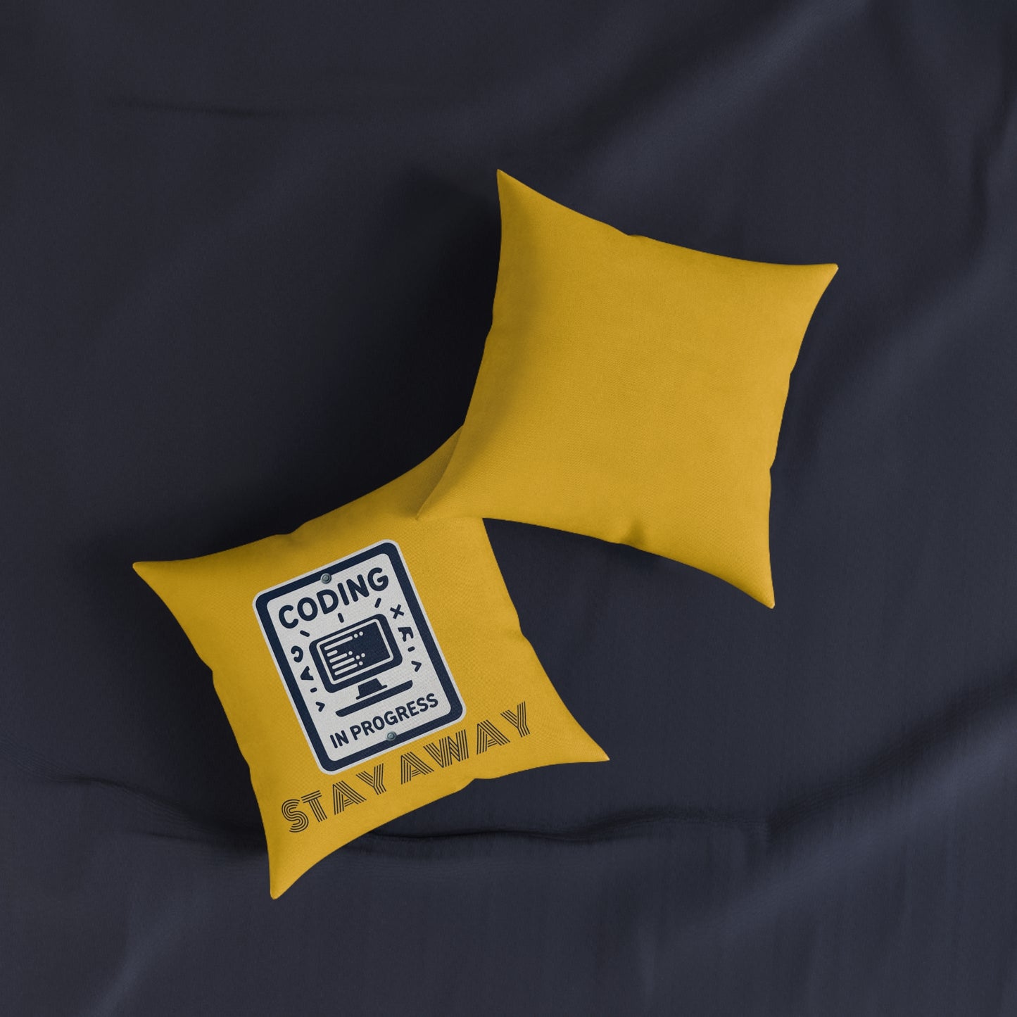 Coding In Progress Stay Away (Yellow) - Square Pillow