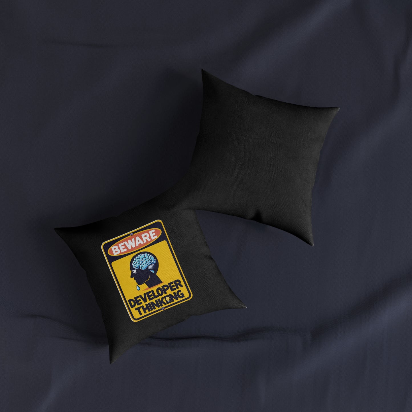 Beware Developer Thinking (Black) - Square Pillow