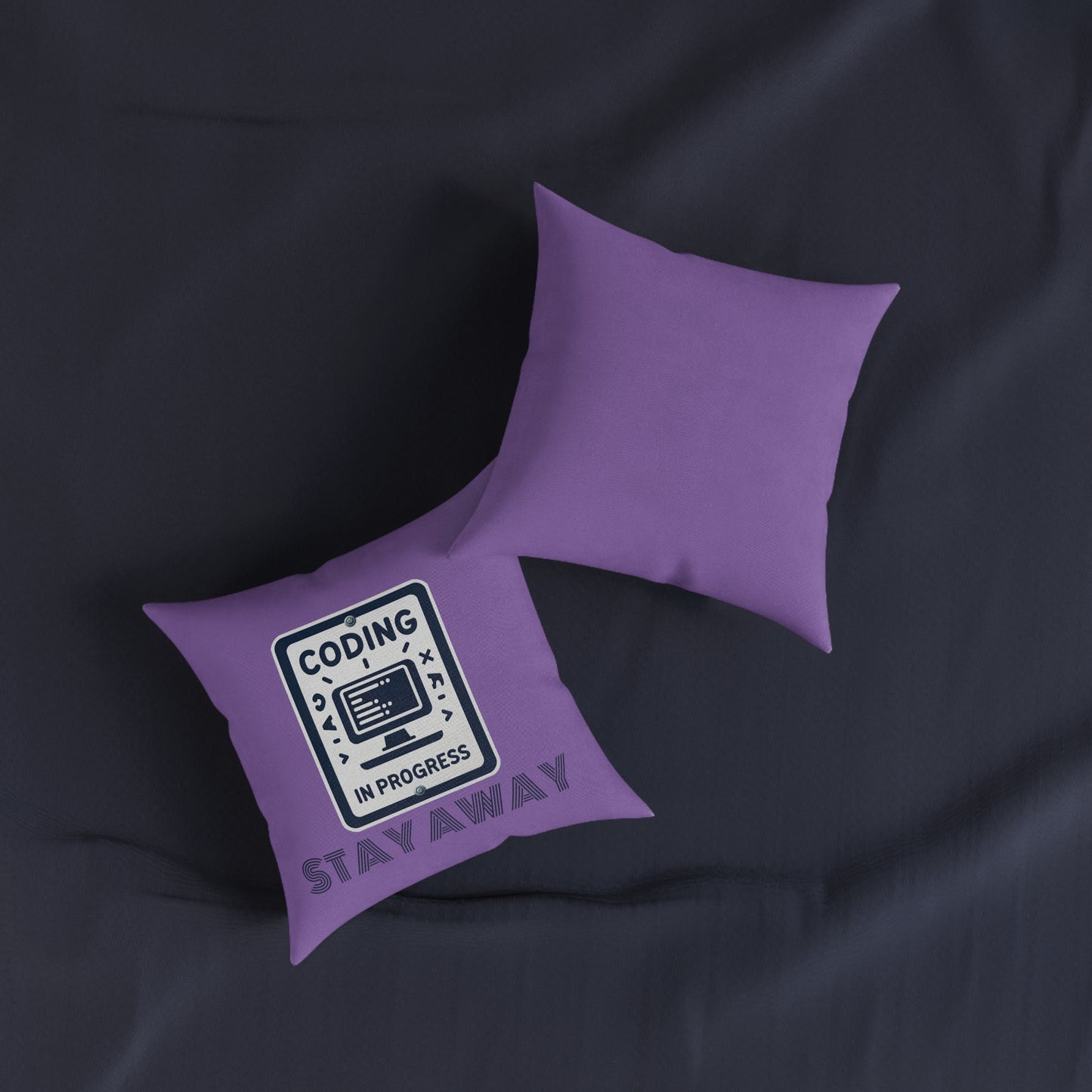 Coding In Progress Stay Away (Purple) - Square Pillow