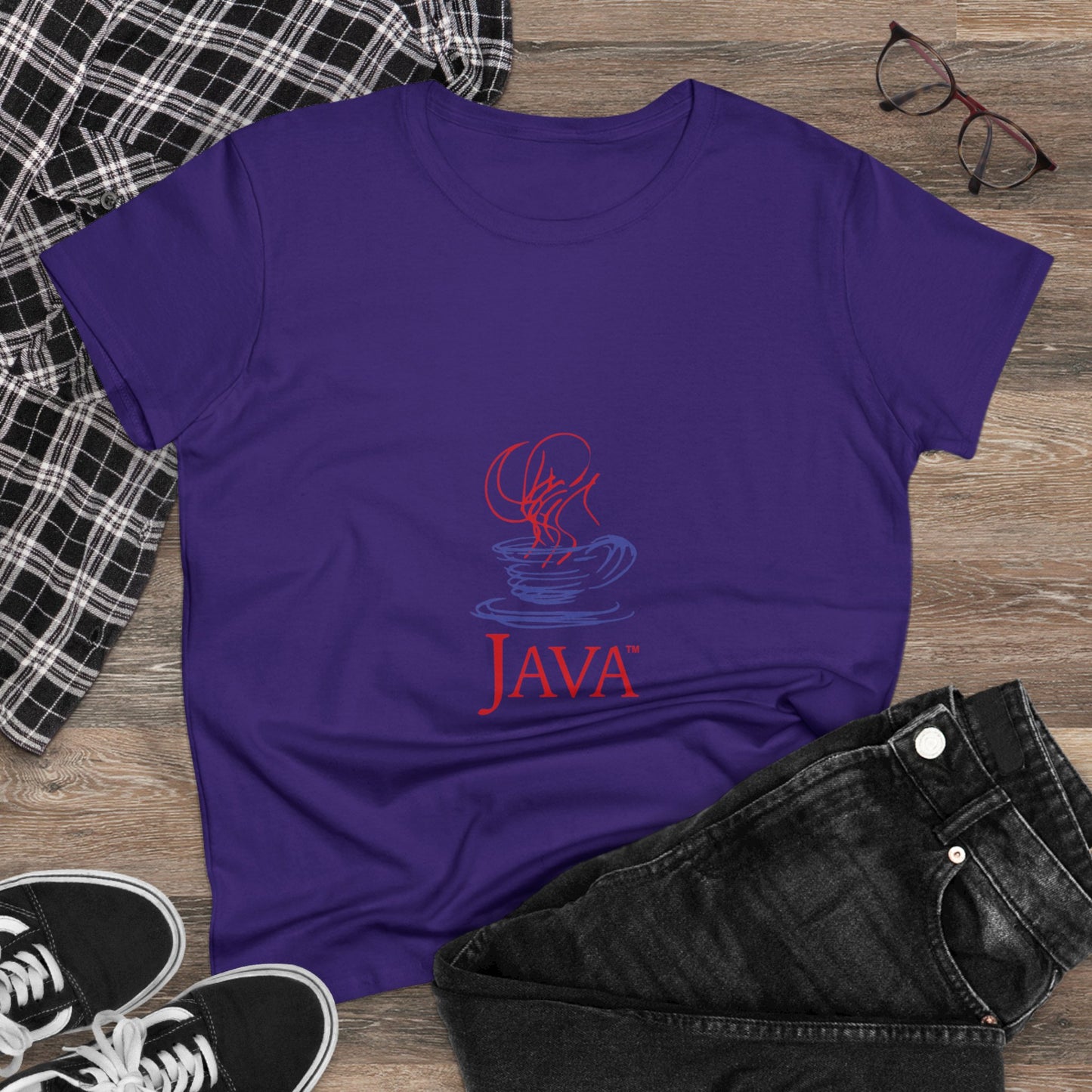 Java Retro Logo T-shirt - Women's Midweight Cotton Tee