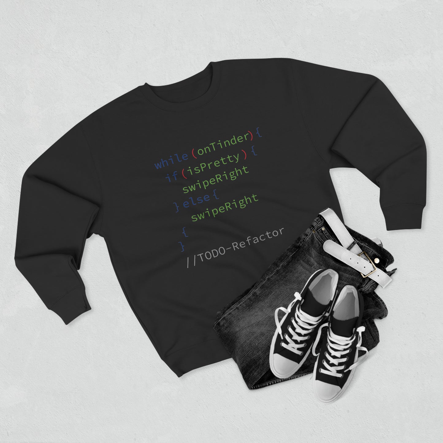 While OnTinder Loop (Programming Joke) - Unisex Crewneck Sweatshirt
