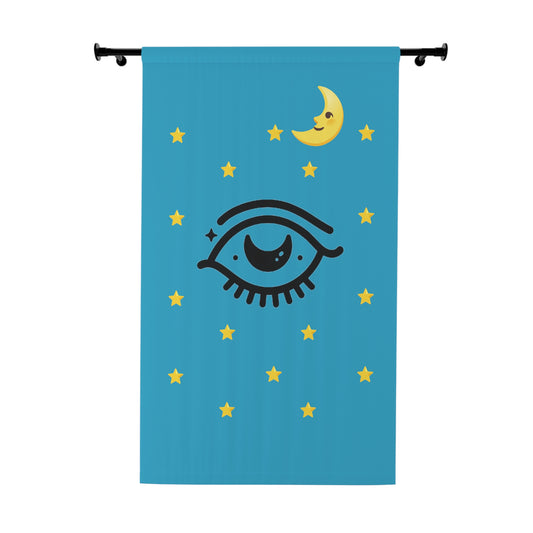 Good Night (Turquoise) - Window Curtains (1 Piece)