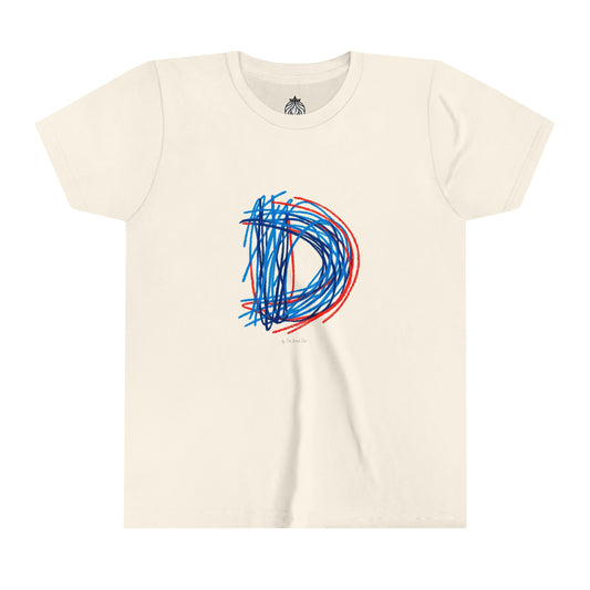 Scribbles (Letter D) T-Shirt - Youth Short Sleeve Tee
