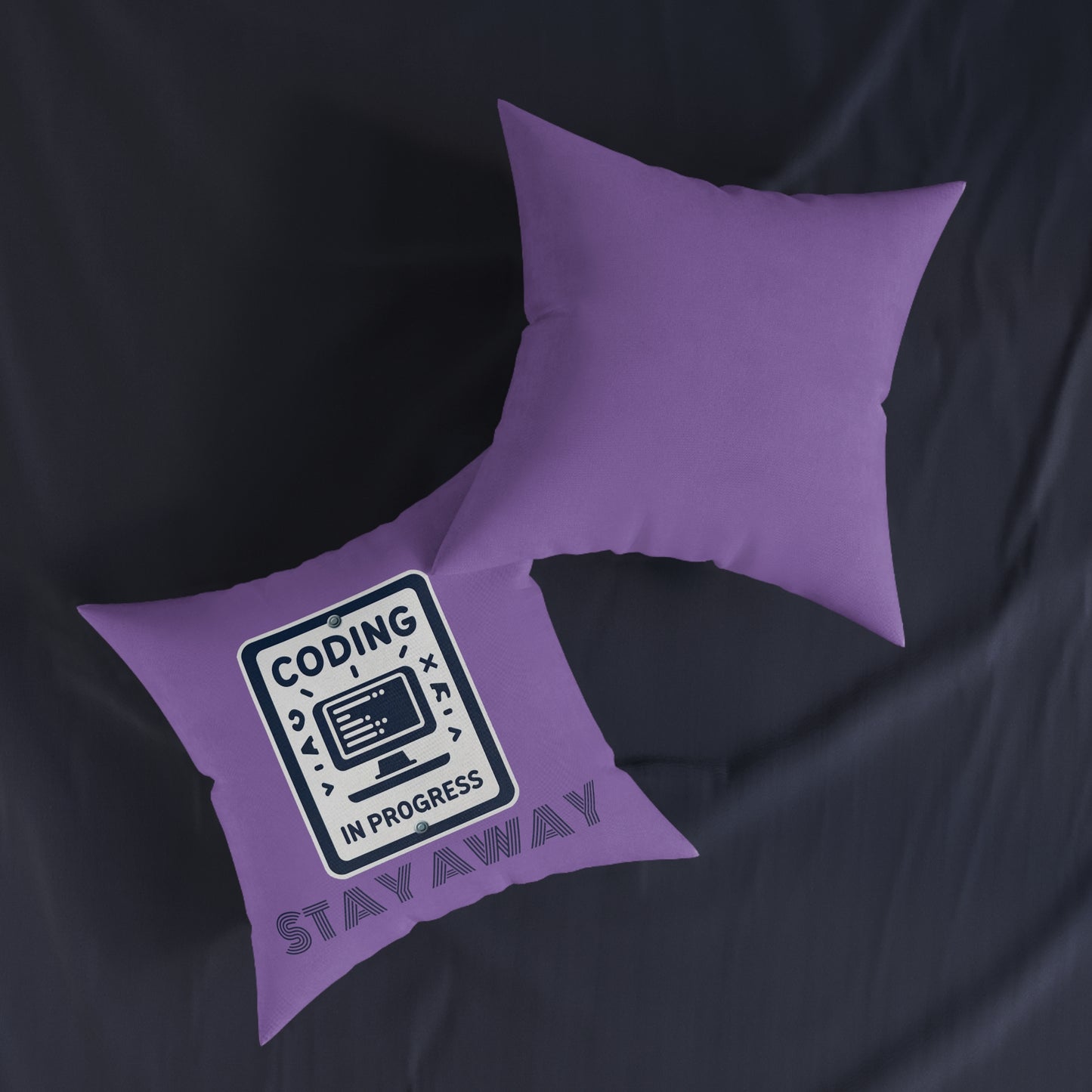 Coding In Progress Stay Away (Purple) - Square Pillow