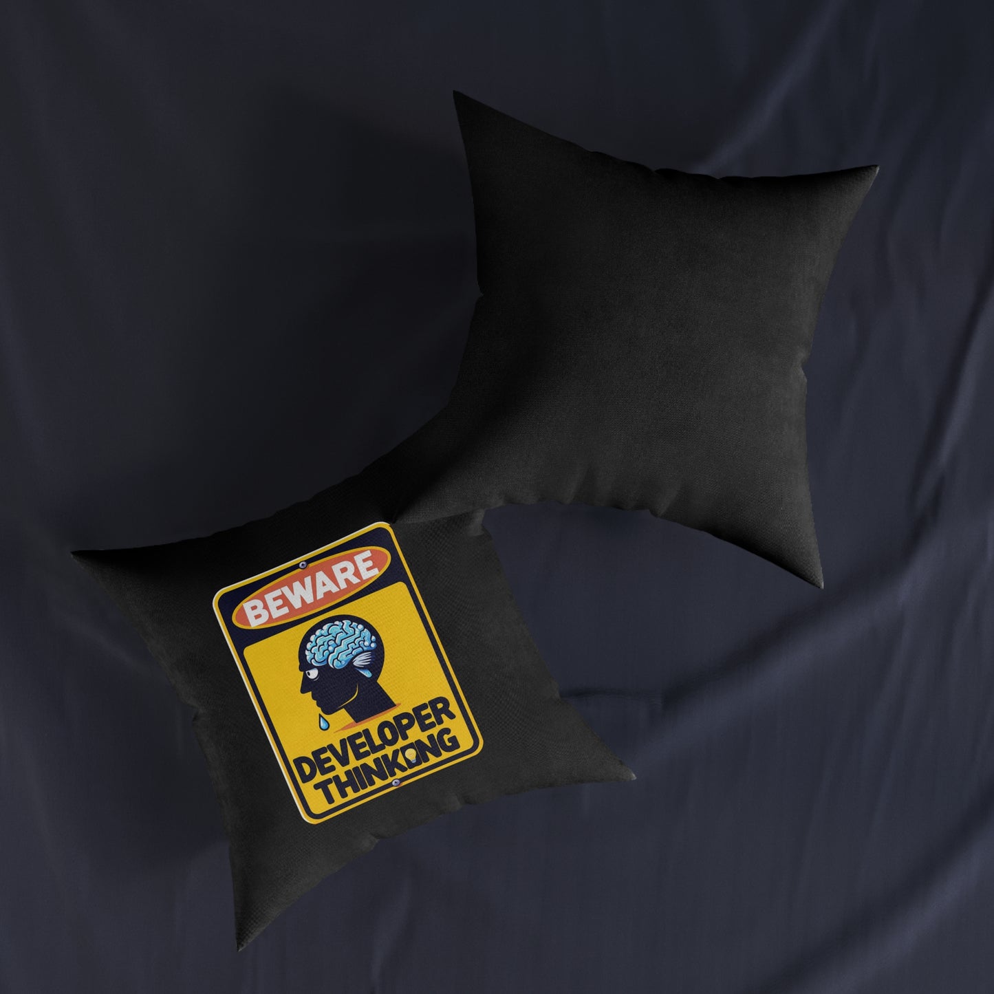 Beware Developer Thinking (Black) - Square Pillow