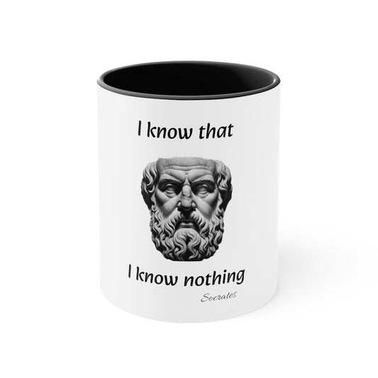 I Know That I Know Nothing (Socrates) Accent Coffee Mug, 11oz