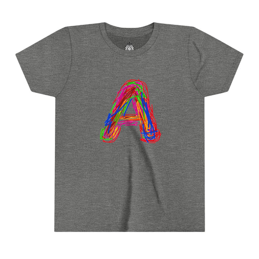 Scribbles (Letter A) T-Shirt - Youth Short Sleeve Tee