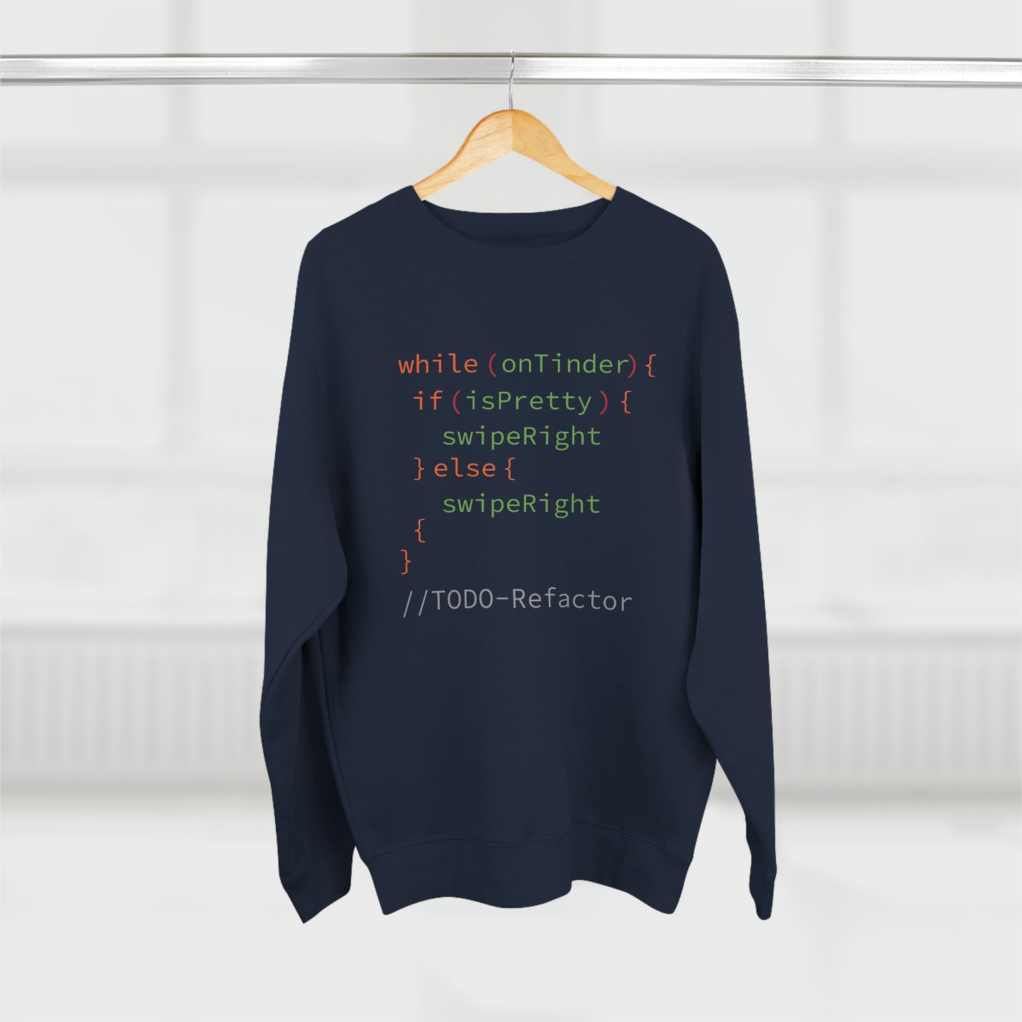 While OnTinder Loop (Programming Joke) - Unisex Crewneck Sweatshirt