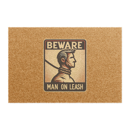 Beware Man On Leash - Doormat