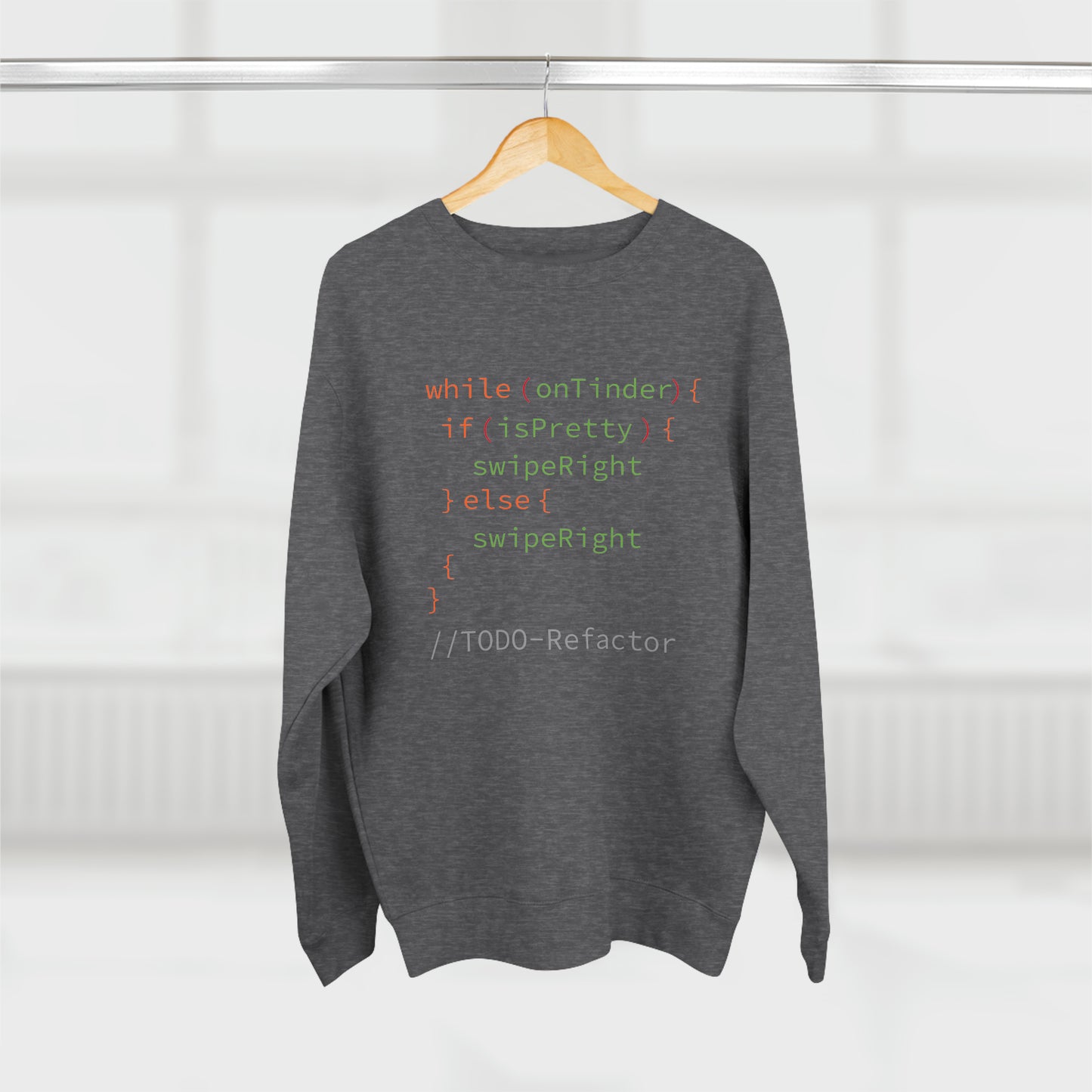 While OnTinder Loop (Programming Joke) - Unisex Crewneck Sweatshirt