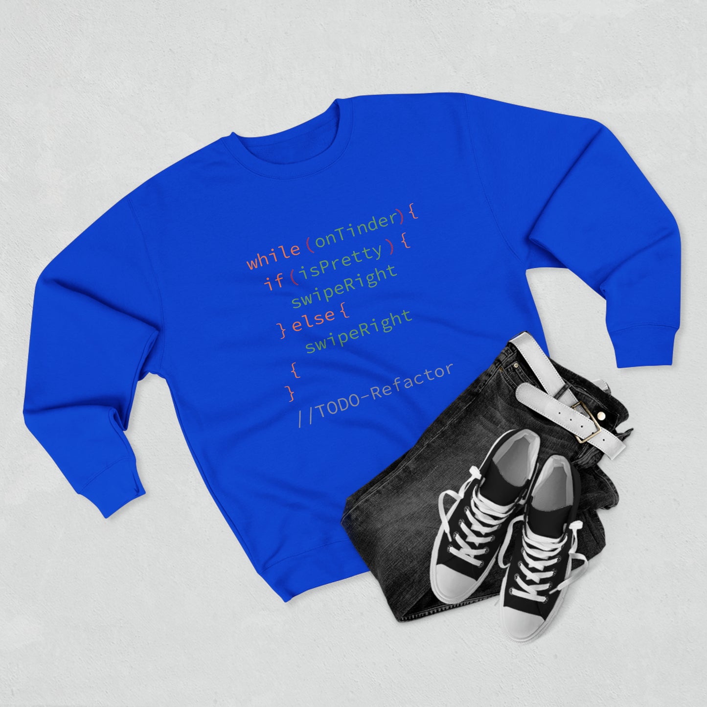 While OnTinder Loop (Programming Joke) - Unisex Crewneck Sweatshirt